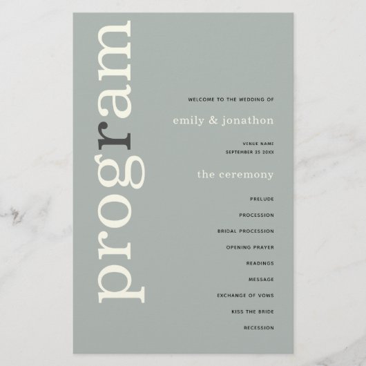 PAPIER | Einfaches Hochzeitsprogramm für Elfenbein (Vorne)