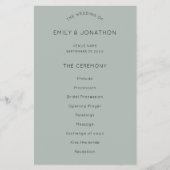 PAPIER | Einfaches Silvery Sage Green Wedding Prog (Vorne)