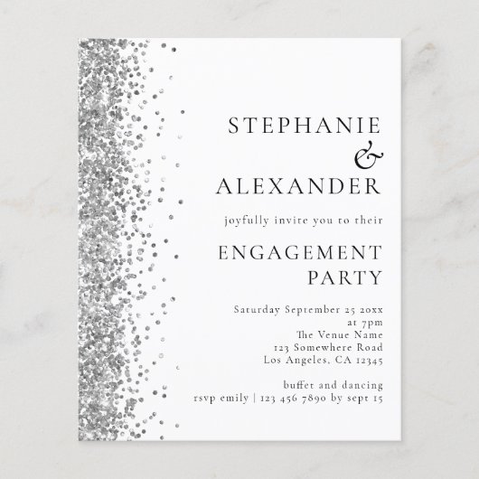 PAPIER | Einladung der Silver Glitzer Engagement P (Vorne)