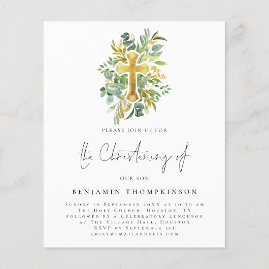 PAPIER | Eucalyptus Cross Christening Aquamarin In (Vorne)