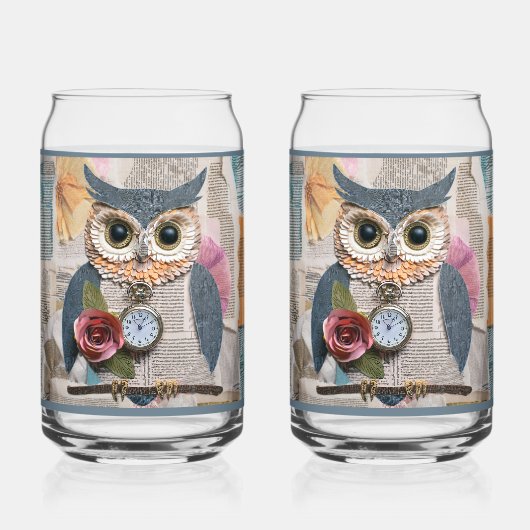Papier Eule Soda Glas (Vorderseite)
