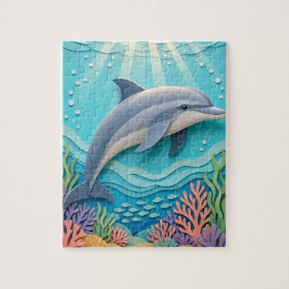 Papier-Flaschennasen-Delfin-Korallenriff-Puzzle Puzzle