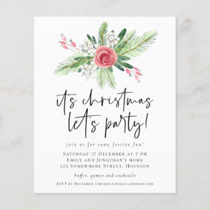 PAPIER   Florale Beeren Weihnachts-Party-Einladung