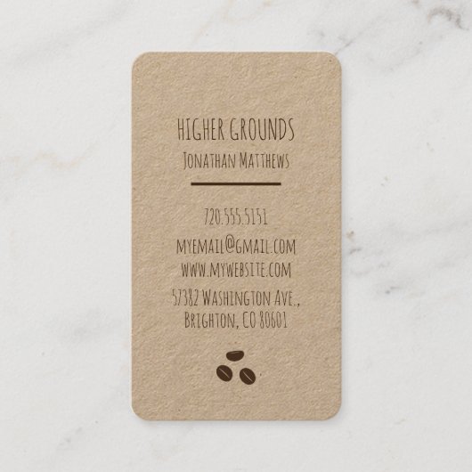 Papier für das Coffee-Business-Logo Visitenkarte (Vorderseite)