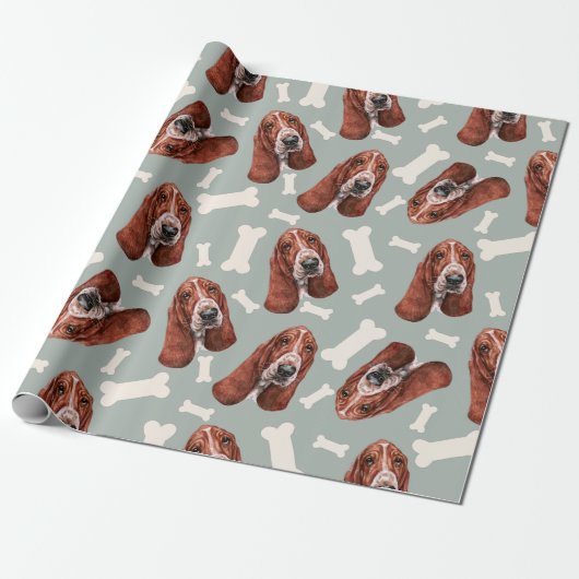 Papier für das Wrapping von Basset-Händen Geschenkpapier (Ungerollt)