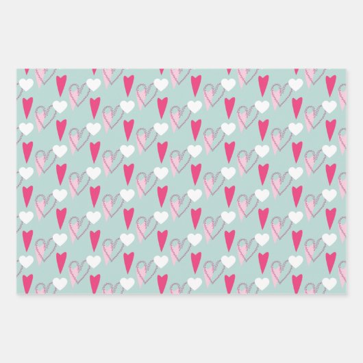 Papier für die Umhüllung moderner Herz-Mischmuster (Vorderseite 2)