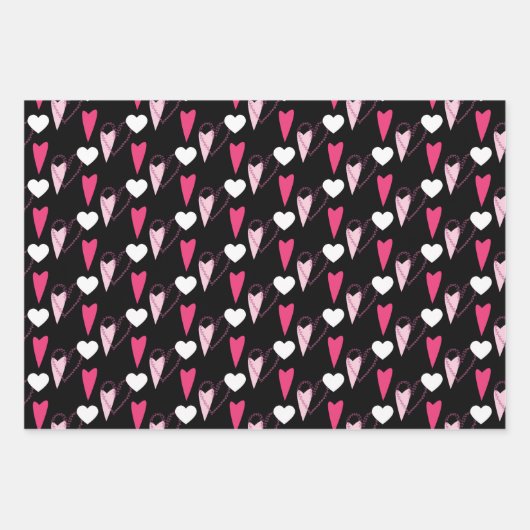 Papier für die Umhüllung moderner Herz-Mischmuster (Vorderseite)