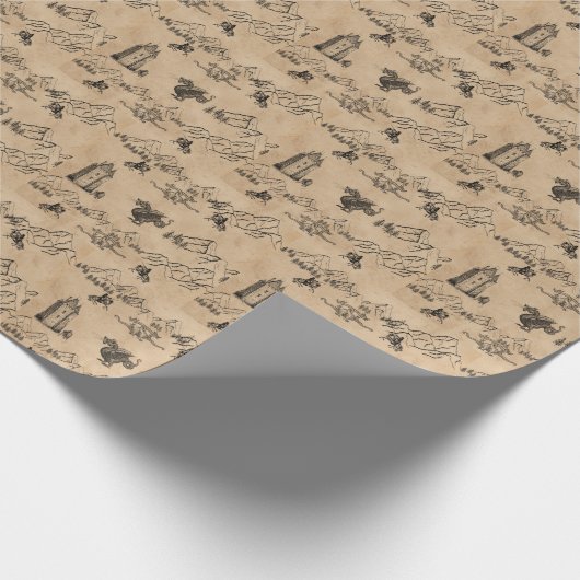 Papier für Drachen und Ritter Geschenkpapier (Ecke)