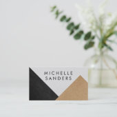 Papier für geometrische schwarze Imitate aus Leder Visitenkarte (Stehend Vorderseite)