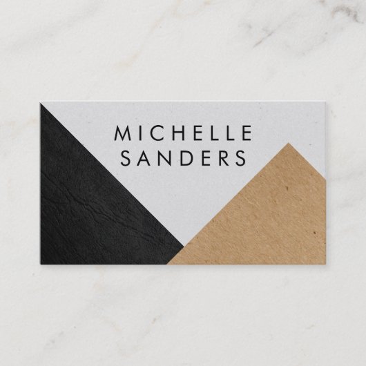 Papier für geometrische schwarze Imitate aus Leder Visitenkarte (Vorderseite)
