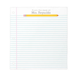 Papier für Lehrer mit Bleistift Notizblock