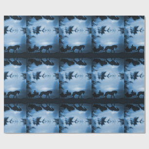 Papier für Schlitten und Pferde Geschenkpapier