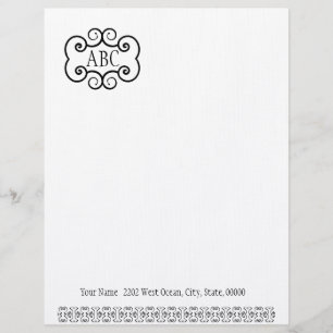 Papier für Schreibwaren/ Weißes Monogramm Briefkopf