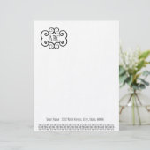 Papier für Schreibwaren/ Weißes Monogramm Briefkopf (Stehend Vorderseite)