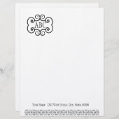 Papier für Schreibwaren/ Weißes Monogramm Briefkopf (Vorne/Hinten)