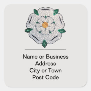 Papier gefaltete Yorkshire Weiße Rose 4-zeilige Ad Quadratischer Aufkleber