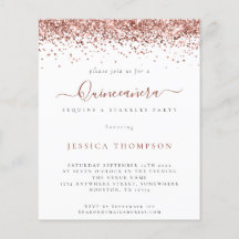 PAPIER | Girl Rose Gold Glitzer Quinceañera Einlad