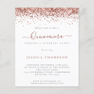 PAPIER Girl Rose Gold Glitzer Quinceañera Einlad