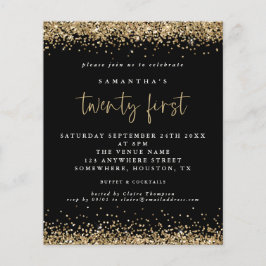 PAPIER | Gold Glitzer 21. Schwarze Party Einladung