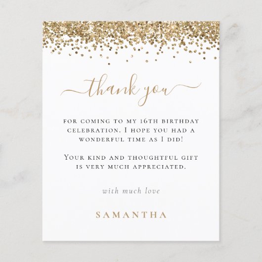 PAPIER | Gold Glitzer Foto Sweet 16 Vielen Dank (Vorne)