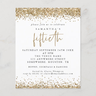 PAPIER | Gold Glitzer Fünfzigste Party Einladung