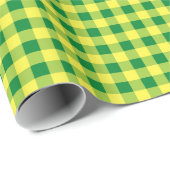 Papier, grün und gelb Gingham Geschenkpapier (Rolleneckpunkt)