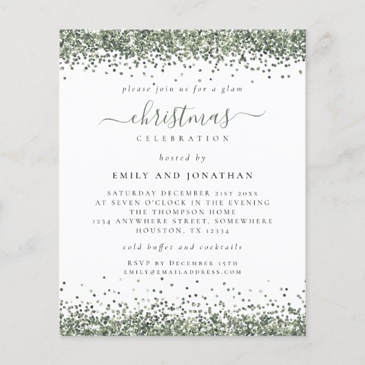 PAPIER | Grüner Glitzer Weihnachtsweiße Party Einl (Vorne)