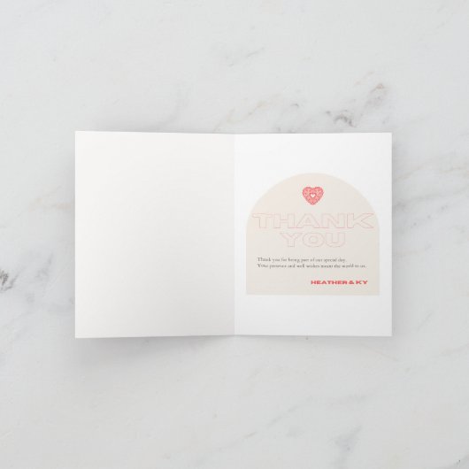 Papier Herz der Schönheit Dankeskarte (Innenseite)