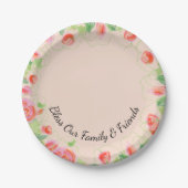 Papier Hochzeit segne unsere Familie und Freunde P Pappteller (Vorderseite)