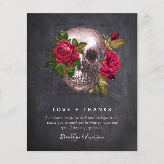 PAPIER Hochzeit Vielen Dank Hinweis | Gothic Skull (Vorne)