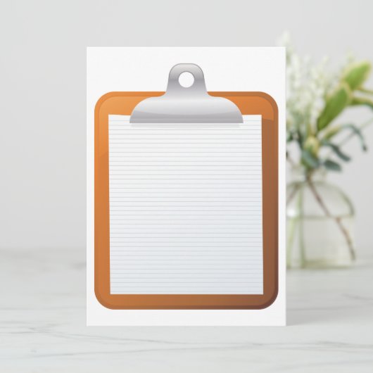 Papier in einer Zwischenablage Einladung (Stehend Vorderseite)