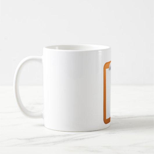 Papier in einer Zwischenablage Kaffeetasse (Links)