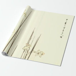 Papier JAPANISCHE IRIS DRUCKEN IN GRÜNTÖNEN Geschenkpapier