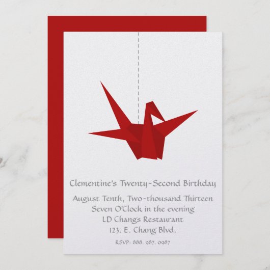 PAPIER-KREBSLAGE EINLADUNG (Vorne/Hinten)