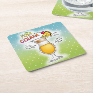 PAPIER-KÜSTENSCHÜTZER - PINA COLADA REZEPT COCKTAI RECHTECKIGER PAPPUNTERSETZER