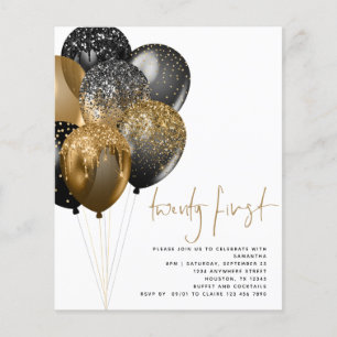 PAPIER l Goldene Schwarze Ballons 21. Party-Einlad