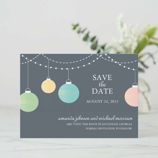 Papier Lattern Hochzeit Speichern Sie das Datum Save The Date (Stehend Vorderseite)