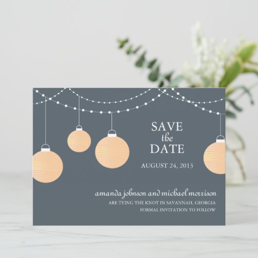 Papier Lattern Hochzeit Speichern Sie das Datum Save The Date (Stehend Vorderseite)