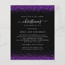 PAPIER Lila Glitzer Weihnachts-Party Black Invite