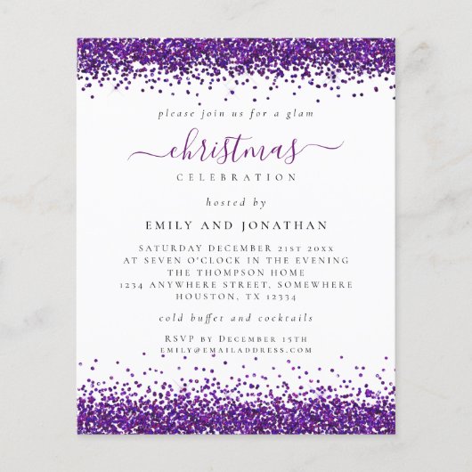 PAPIER Lila Glitzer Weihnachtsfest Party Weiße Ein (Vorne)