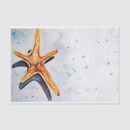 Papier lindert mit Aquarell von Seestern (Vorderseite)