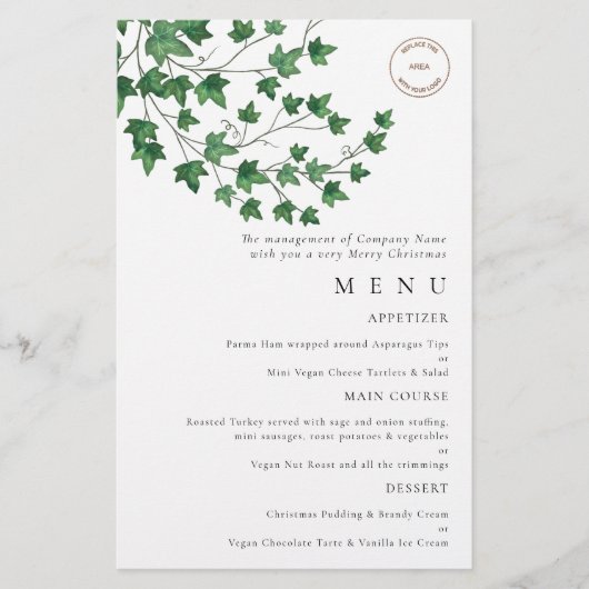 PAPIER | Logo Ivy Christmas Party Menu (Vorne)