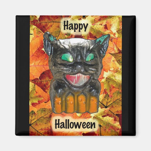 Papier Mache Halloween Cat Magnet (Vorne)