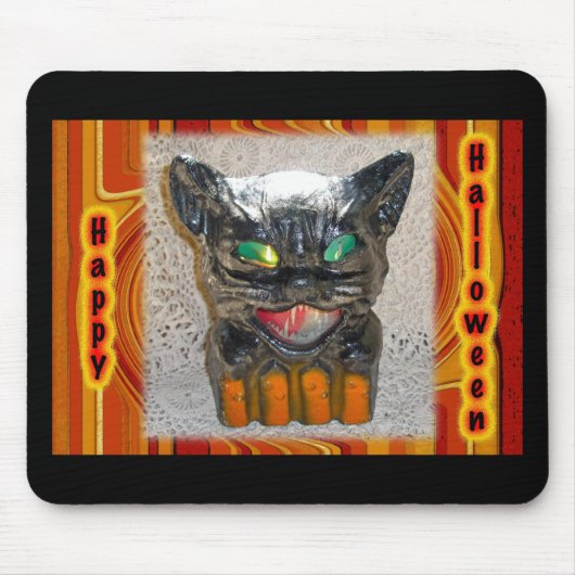 Papier-Mache-Halloween-Cat-Matching-Elemente Mousepad (Vorne)