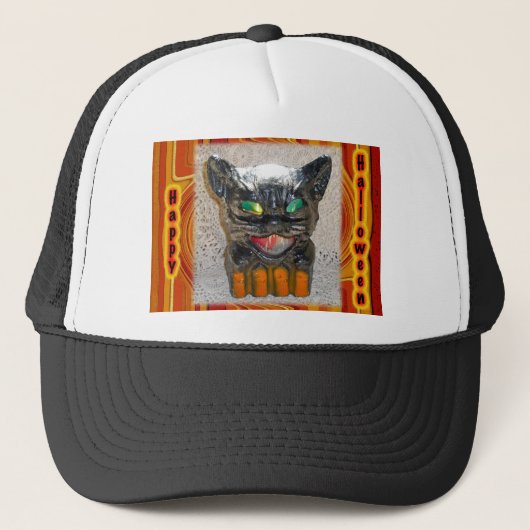 Papier-Mache-Halloween-Cat-Matching-Elemente Truckerkappe (Vorderseite)