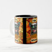 Papier Mache Halloween Cat Tasse (Vorderseite Links)