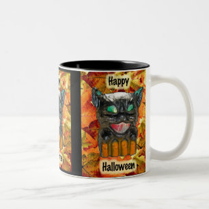 Papier Mache Halloween Cat Tasse