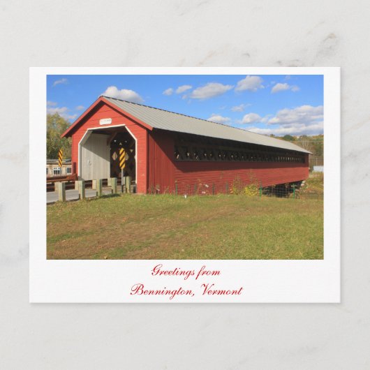 Papier Mill Covered Bridge Bennington VT Postkarte (Vorderseite)