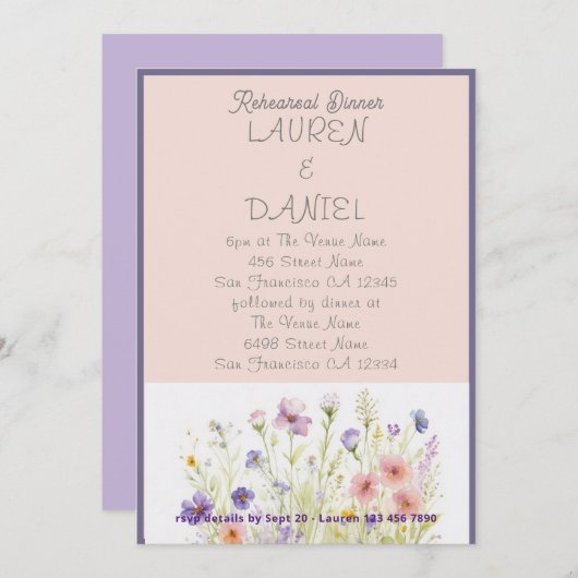 PAPIER Minimalistischer Text QR Code Blumenzehen Einladung (Vorne/Hinten)