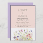 PAPIER Minimalistischer Text QR Code Blumenzehen Einladung (Vorne/Hinten)